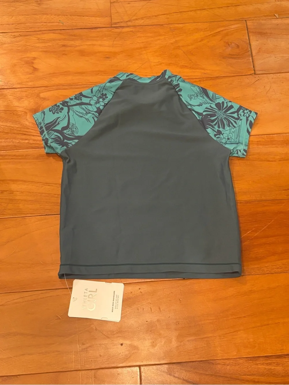 Athleta Girls Teal & Dark Teal Short Sleeve Rashguard